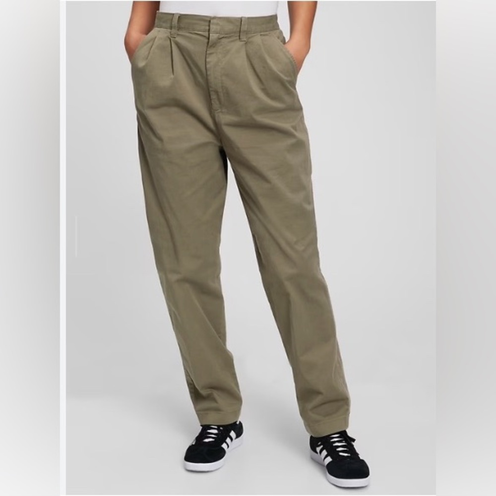 GAP High Rise Pleated Khaki Trouser Pants size 16 petite